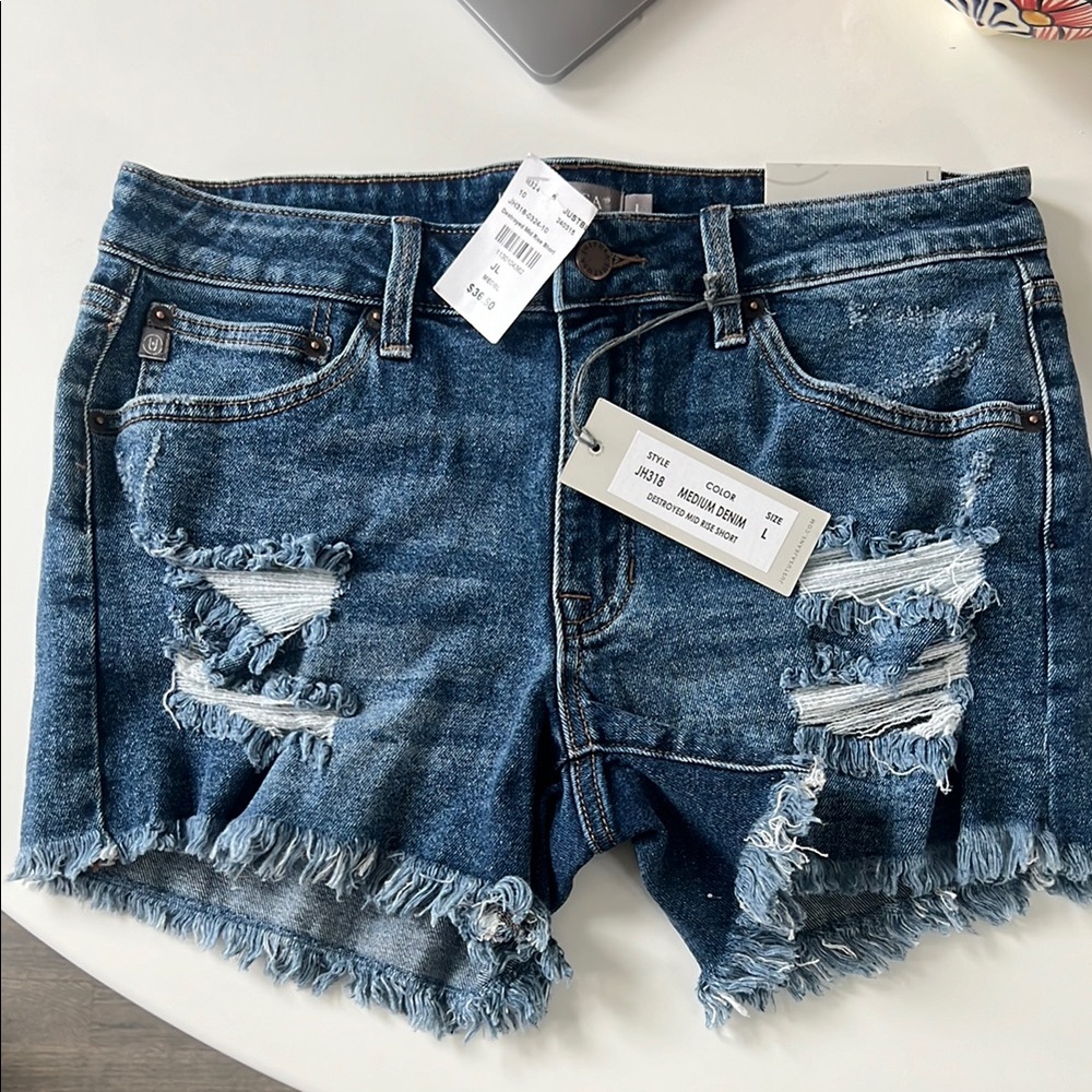 Distressed Denim Shorts - size L - NWT